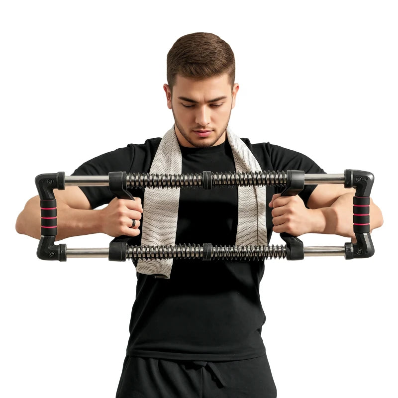 SPORTNOW Power Twister a 4 Molle con Resistenza da 10 a 50 kg, in Acciaio Inox, 80x22x5 cm, Nero