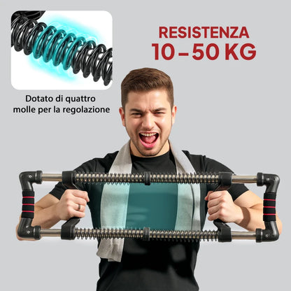SPORTNOW Power Twister a 4 Molle con Resistenza da 10 a 50 kg, in Acciaio Inox, 80x22x5 cm, Nero