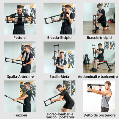 SPORTNOW Power Twister a 4 Molle con Resistenza da 10 a 50 kg, in Acciaio Inox, 80x22x5 cm, Nero