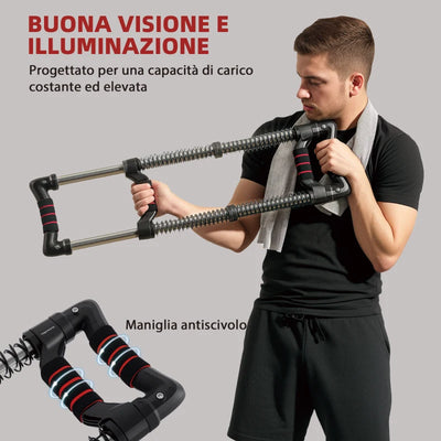 SPORTNOW Power Twister a 4 Molle con Resistenza da 10 a 50 kg, in Acciaio Inox, 80x22x5 cm, Nero
