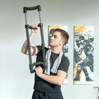 SPORTNOW Power Twister a 4 Molle con Resistenza da 10 a 50 kg, in Acciaio Inox, 80x22x5 cm, Nero