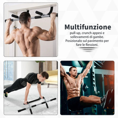 HOMCOM Barra per Trazioni a Pressione per Porta, Installazione senza Viti e Telaio in Tubi di Acciaio, Peso max: 110 kg