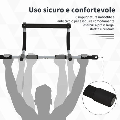 HOMCOM Barra per Trazioni a Pressione per Porta, Installazione senza Viti e Telaio in Tubi di Acciaio, Peso max: 110 kg