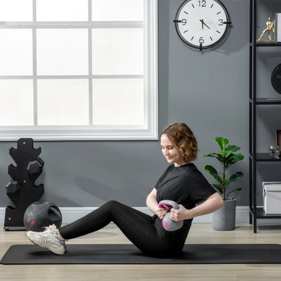 SPORTNOW Kettlebell 8kg in PU e Sabbia con Base Piatta e Impugnatura per Stacchi, Squat e Sollevamenti, 18x10x20 cm, Rosa