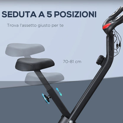 HOMCOM Cyclette Professionale con Resistenza e Altezza Regolabile, in Acciaio e PP, 41x86x112 cm, Nera