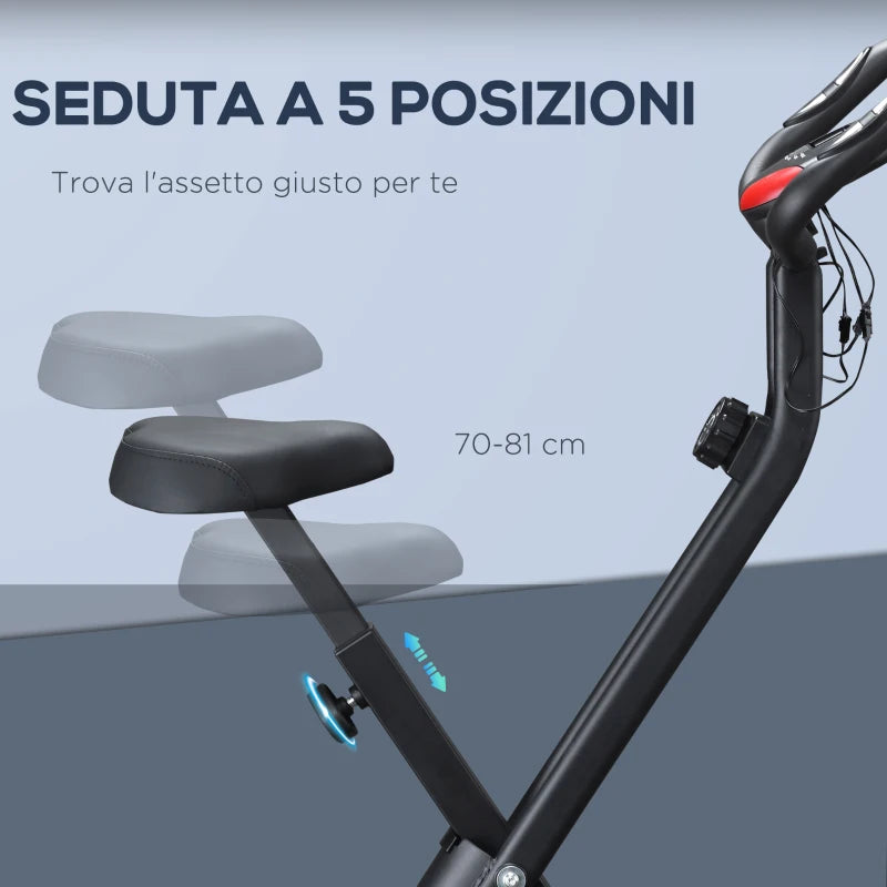 HOMCOM Cyclette Professionale con Resistenza e Altezza Regolabile, in Acciaio e PP, 41x86x112 cm, Nera