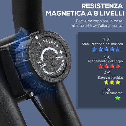 HOMCOM Cyclette Professionale con Resistenza e Altezza Regolabile, in Acciaio e PP, 41x86x112 cm, Nera