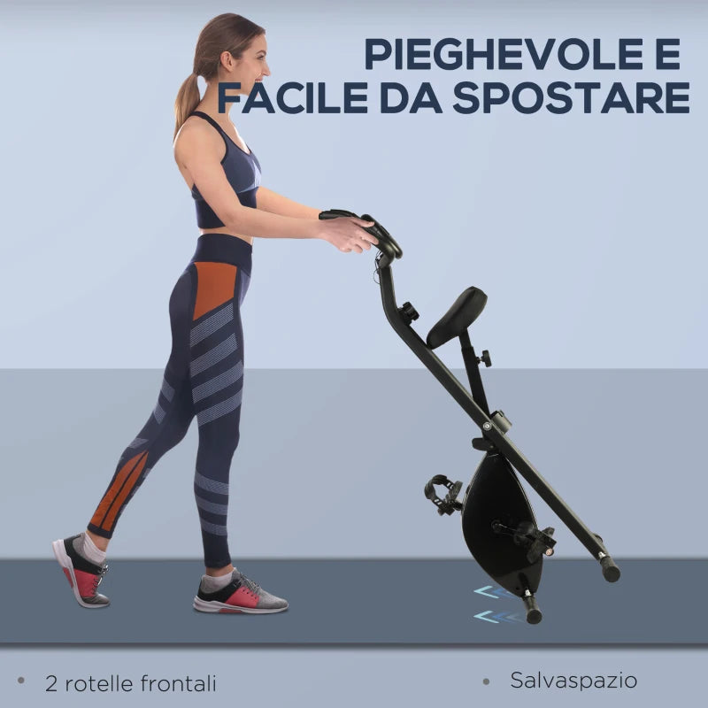 HOMCOM Cyclette Professionale con Resistenza e Altezza Regolabile, in Acciaio e PP, 41x86x112 cm, Nera