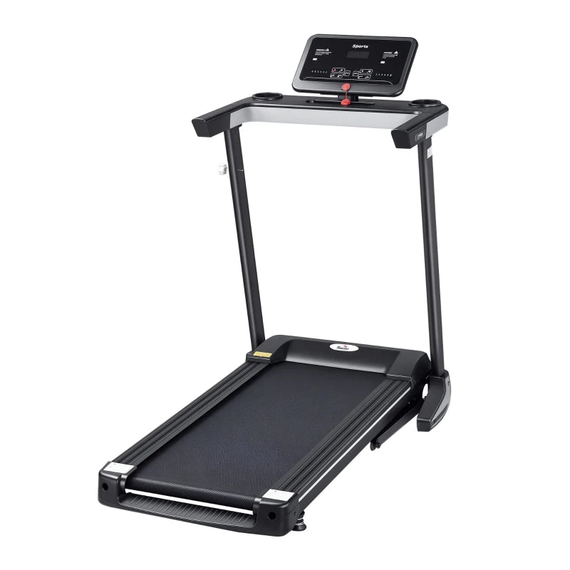 HOMCOM Tapis Roulant Elettrico Pieghevole 1-12km/h, Tapis Roulant Salvaspazio con 12 Programmi Preimpostati, Display LCD e Supporto per Tablet, per Camminata e Corsa, Compatto per Casa e Ufficio, Nero