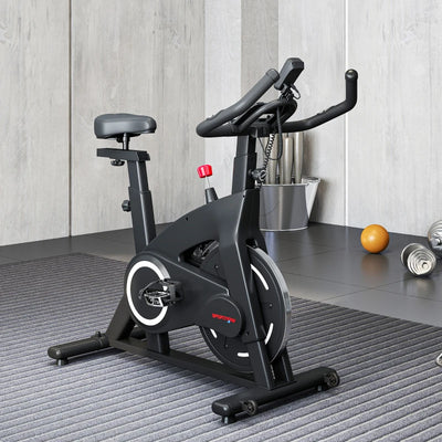 SPORTNOW Cyclette Magnetica con Volano 10 kg, Sedile e Manubrio Regolabili, Monitor LCD, Porta Tablet, Nero