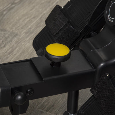 HOMCOM Vogatore Magnetico Pieghevole per Allenamento a Casa, Volano Regolabile su 8 Livelli e Monitor LCD, 185x58x57cm, Nero