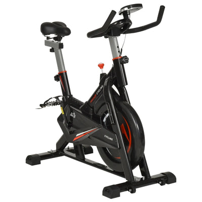 HOMCOM Cyclette da Casa per Allenamento in Acciaio Nero, Cyclette Professionale da Seduti Capacità 120 kg con Supporto per Cellulare, Monitor LCD, Manubrio e Resistenza Regolabile, Volano 10kg