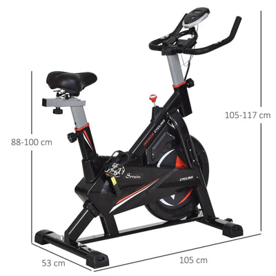 HOMCOM Cyclette da Casa per Allenamento in Acciaio Nero, Cyclette Professionale da Seduti Capacità 120 kg con Supporto per Cellulare, Monitor LCD, Manubrio e Resistenza Regolabile, Volano 10kg