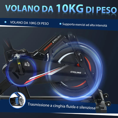 HOMCOM Cyclette da Casa per Allenamento in Acciaio Nero, Cyclette Professionale da Seduti Capacità 120 kg con Supporto per Cellulare, Monitor LCD, Manubrio e Resistenza Regolabile, Volano 10kg