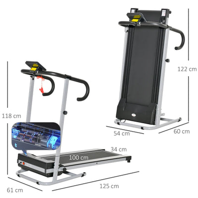 HOMCOM Tapis Roulant Elettrico Pieghevole Salvaspazio e Silenzioso con Velocità Regolabile 1-10km/h e Schermo LCD, per Casa e Ufficio, 500W, Nero