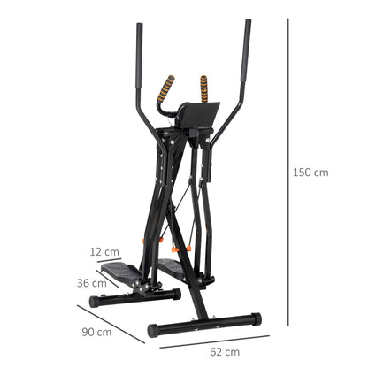 HOMCOM Cyclette Ellittica con 4 Livelli di Resistenza, Monitor LCD e 2 Ruote, in Acciaio e ABS, 90x62x150 cm, Nero