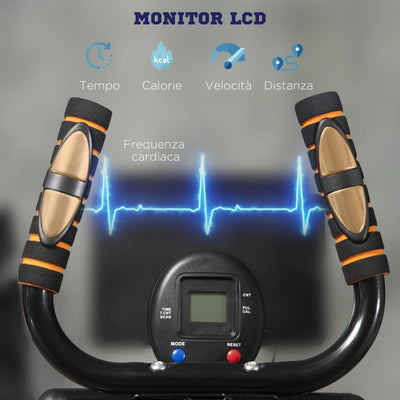 HOMCOM Cyclette Ellittica con 4 Livelli di Resistenza, Monitor LCD e 2 Ruote, in Acciaio e ABS, 90x62x150 cm, Nero