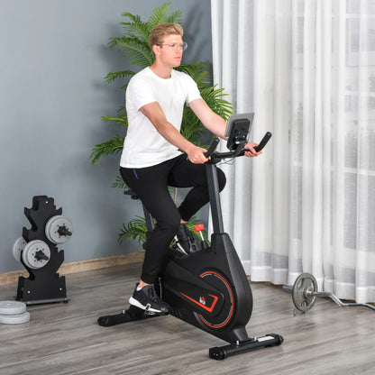 HOMCOM Cyclette Magnetica Professionale da Camera in Acciaio e ABS con Sellino Regolabile, 102x50x120cm, Nero
