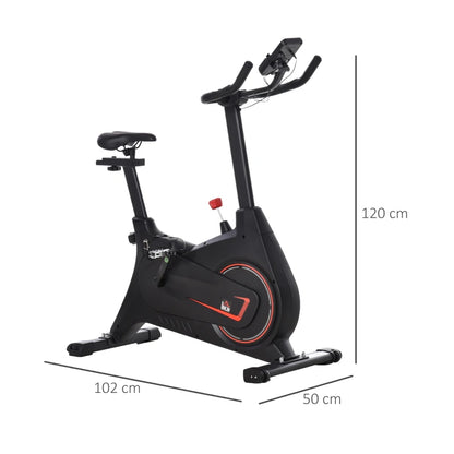 HOMCOM Cyclette Magnetica Professionale da Camera in Acciaio e ABS con Sellino Regolabile, 102x50x120cm, Nero