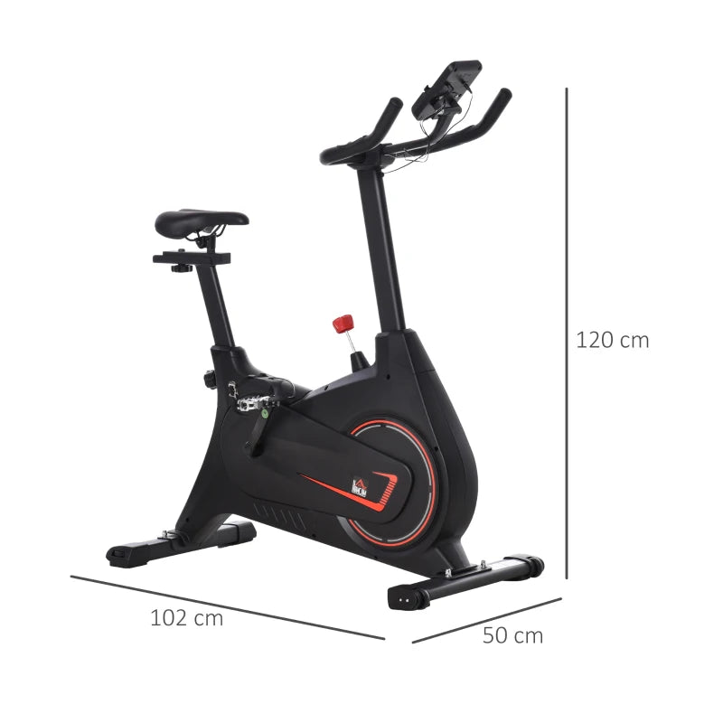 HOMCOM Cyclette Magnetica Professionale da Camera in Acciaio e ABS con Sellino Regolabile, 102x50x120cm, Nero