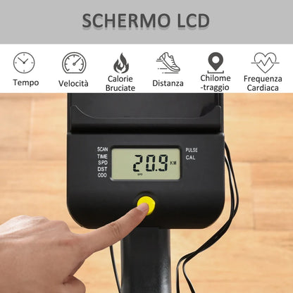 HOMCOM Cyclette Magnetica Professionale da Camera in Acciaio e ABS con Sellino Regolabile, 102x50x120cm, Nero