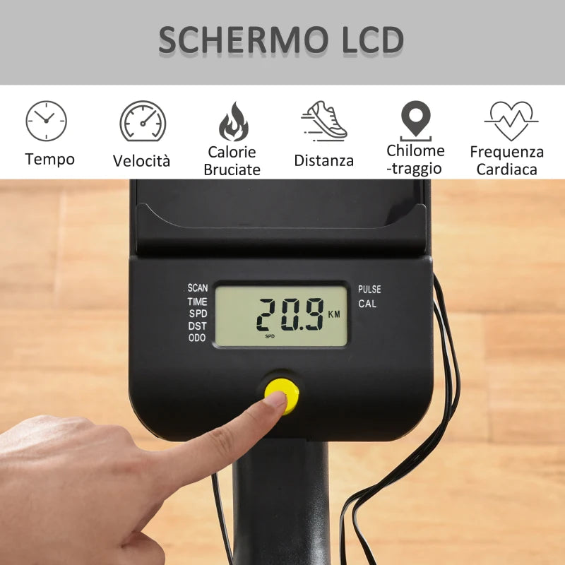 HOMCOM Cyclette Magnetica Professionale da Camera in Acciaio e ABS con Sellino Regolabile, 102x50x120cm, Nero