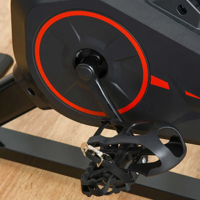 HOMCOM Cyclette da Casa con Resistenza Regolabile, Cyclette Professionale da Camera con Sella e Manubrio Regolabile, Monitor LCD, Sensore Battito Cardiaco Porta Celullare e Volano 6kg, Max.100kg