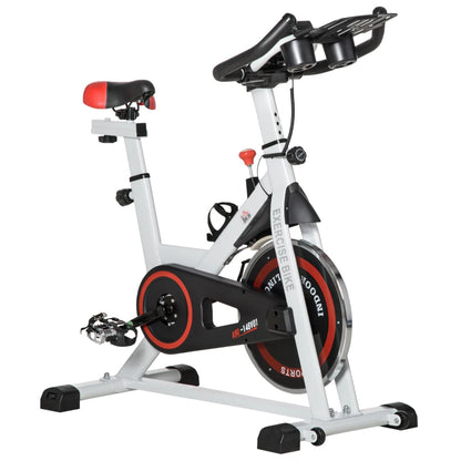HOMCOM Cyclette Professionale, Bici da Spinning,Cyclette da Camera Regolabile con Schermo LCD e Portabicchieri, Volano 8kg, Bianco