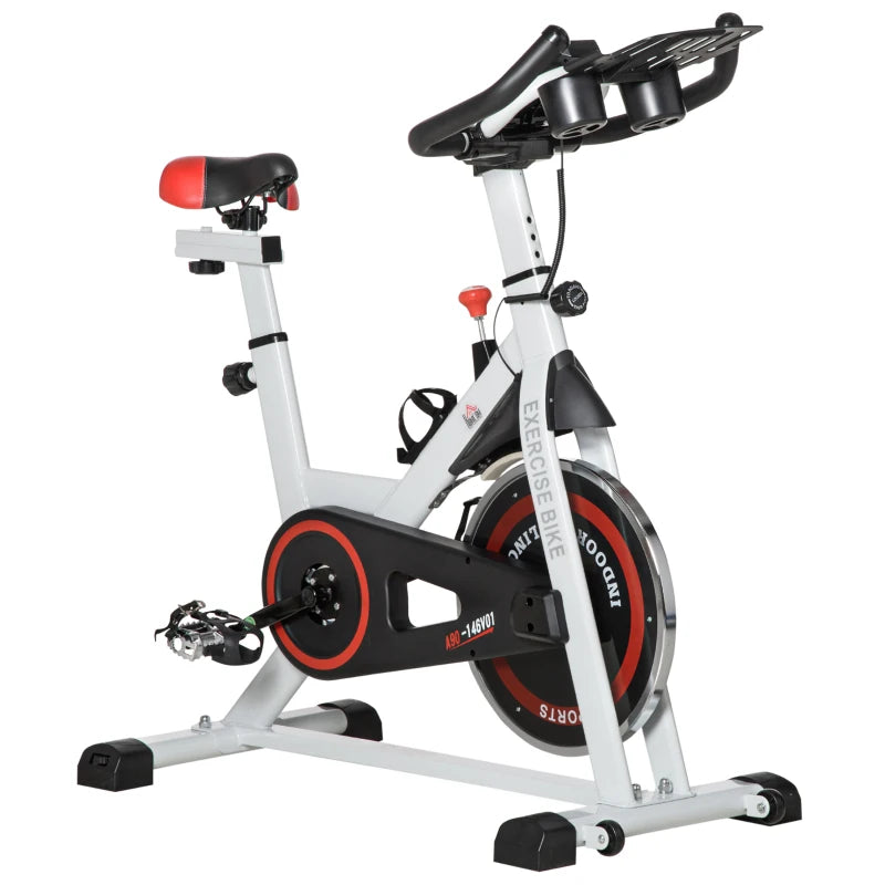 HOMCOM Cyclette Professionale, Bici da Spinning,Cyclette da Camera Regolabile con Schermo LCD e Portabicchieri, Volano 8kg, Bianco