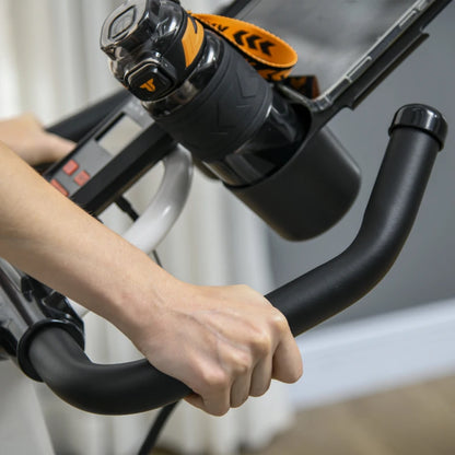 HOMCOM Cyclette Professionale, Bici da Spinning,Cyclette da Camera Regolabile con Schermo LCD e Portabicchieri, Volano 8kg, Bianco