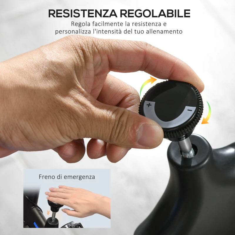 SPORTNOW Cyclette da Casa con Manubrio e Sella Regolabile e Monitor LCD, in Acciaio e ABS, 118x50x105-115 cm, Blu