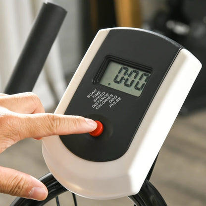 SPORTNOW Cyclette da Casa con Manubrio e Sella Regolabile e Monitor LCD, in Acciaio e ABS, 118x50x105-115 cm, Blu