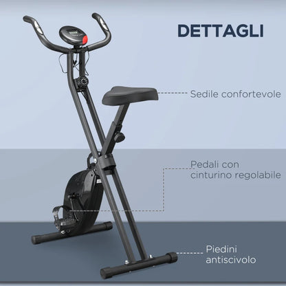 HOMCOM Cyclette Professionale con Resistenza e Altezza Regolabile, in Acciaio e PP, 41x86x112 cm, Nera