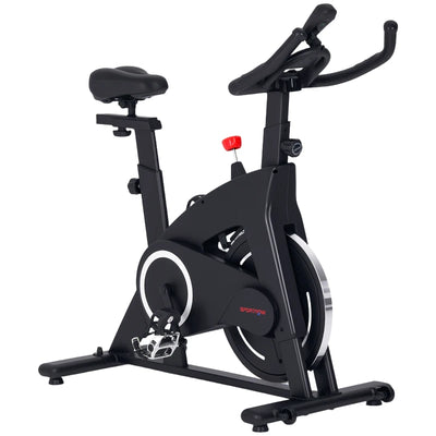 SPORTNOW Cyclette Magnetica con Volano 10 kg, Sedile e Manubrio Regolabili, Monitor LCD, Porta Tablet, Nero