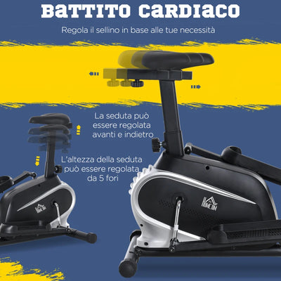 HOMCOM Ellittica da Casa Magnetica con Schermo LCD, 8 Livelli di Resistenza e Sedile Regolabile, 103x62x151cm Nero