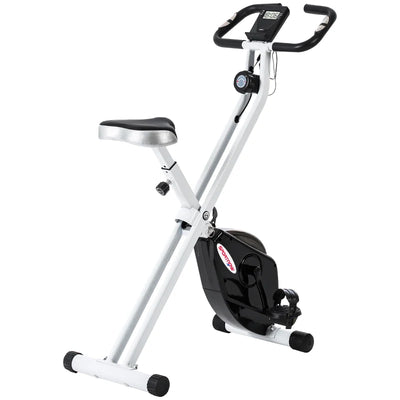 SPORTNOW Cyclette Pieghevole Magnetica 8 Livelli, Display LCD, Rotelle e Sellino Regolabile, Nero