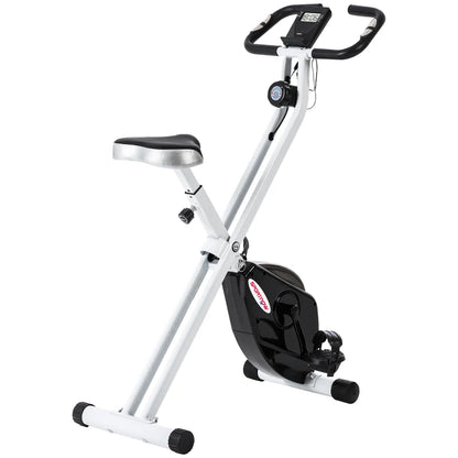 SPORTNOW Cyclette Pieghevole Magnetica 8 Livelli, Display LCD, Rotelle e Sellino Regolabile, Nero