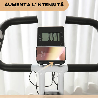 SPORTNOW Cyclette Pieghevole Magnetica 8 Livelli, Display LCD, Rotelle e Sellino Regolabile, Nero