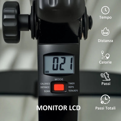 SPORTNOW Cyclette per Riabilitazione Gambe e Braccia Pieghevole, Schermo LCD e Altezza Manubrio Regolabile, Nero