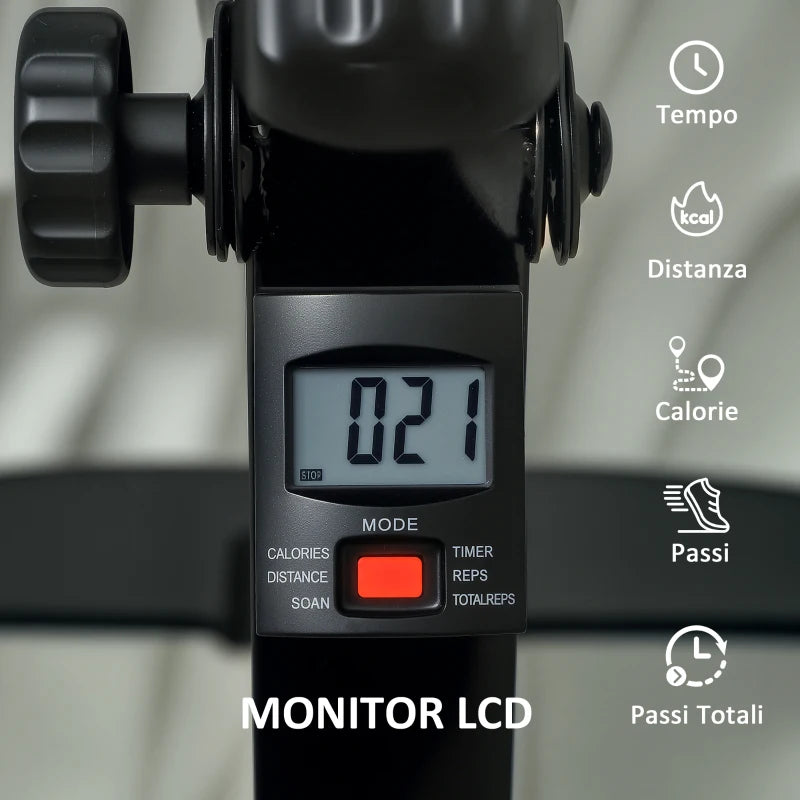 SPORTNOW Cyclette per Riabilitazione Gambe e Braccia Pieghevole, Schermo LCD e Altezza Manubrio Regolabile, Nero