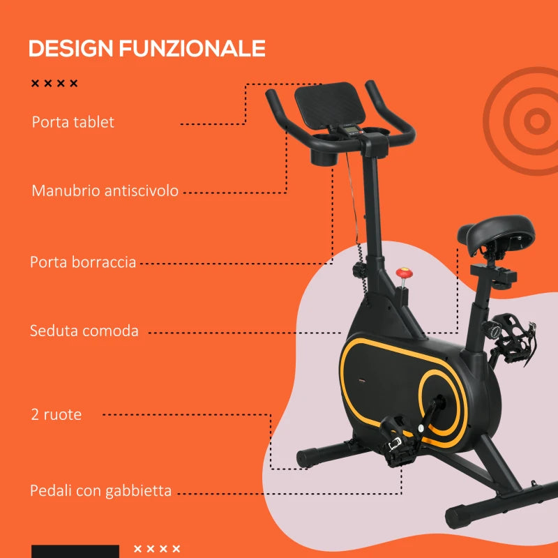 SPORTNOW Cyclette Magnetica con Volano da 4kg, Manubrio e Sellino Regolabili