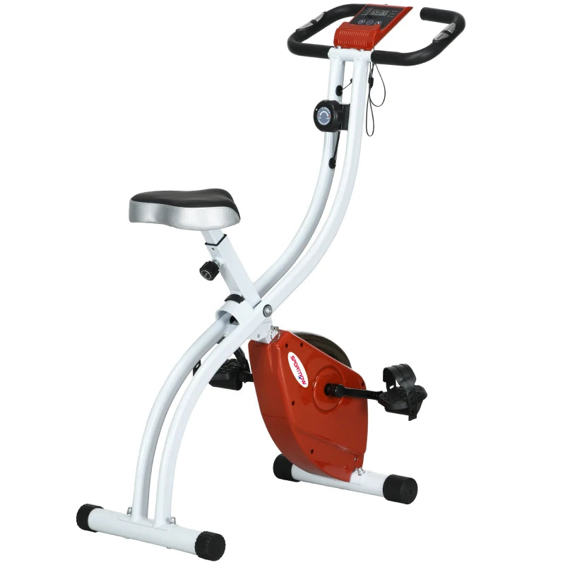 SPORTNOW Cyclette Magnetica Pieghevole a 8 Livelli di Resistenza con Seduta Regolabile, in Acciaio, 97x43x110 cm, Rosso