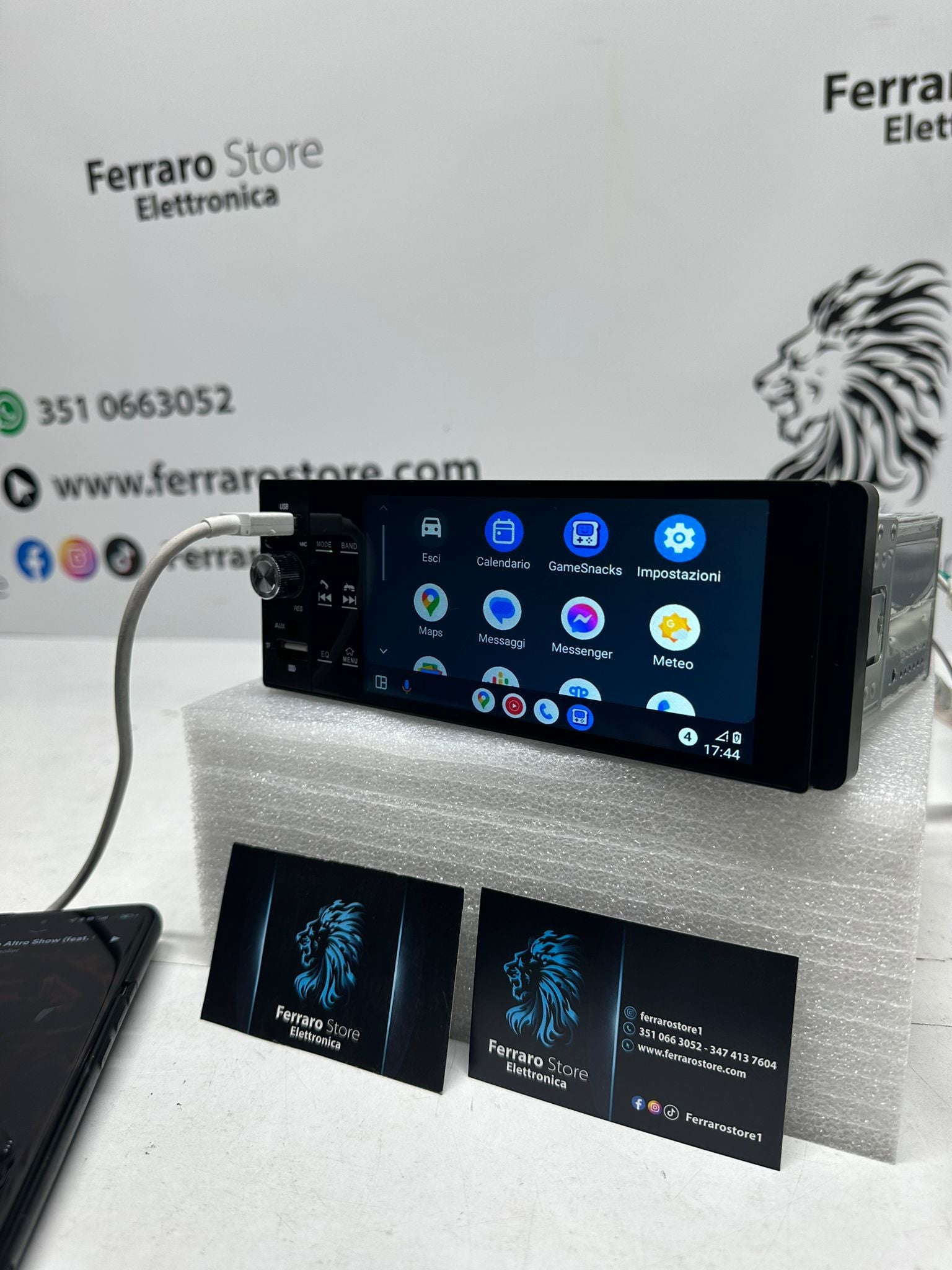 Autoradio Universale [FISSO] - 1Din, Schermo 5.5"Pollici, Bluetooth, Radio, USB, CarPlay & Android Auto Cablato
