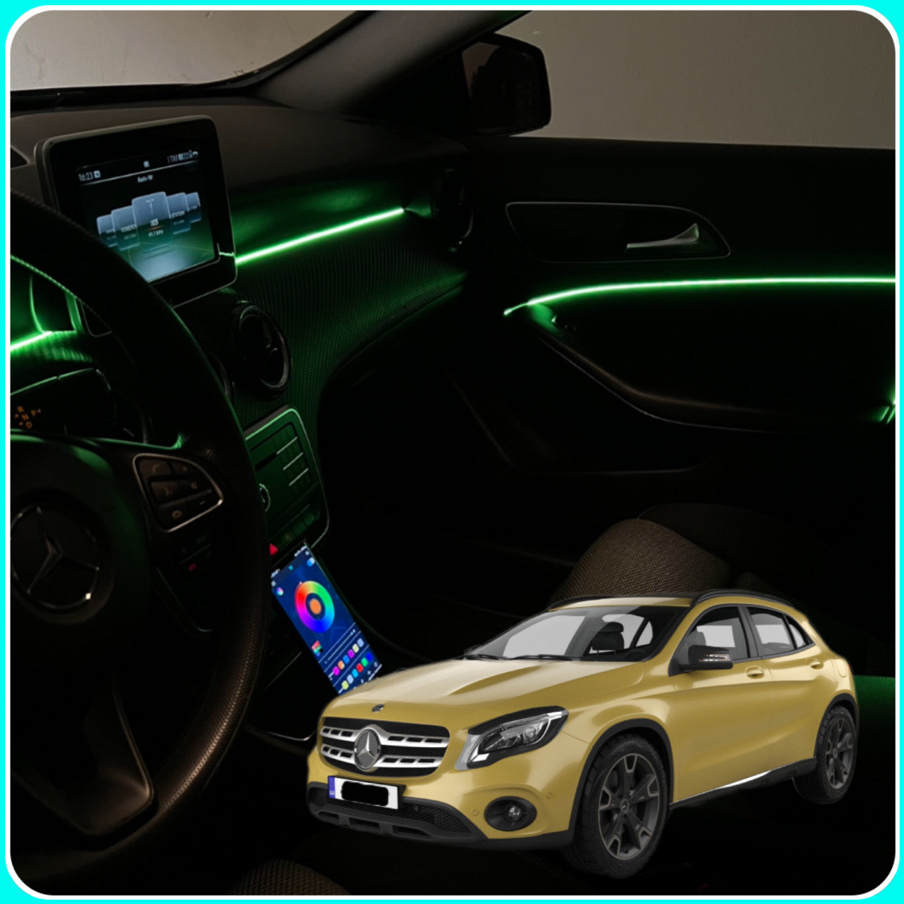 Ambient Light dedicato per Mercedes GLA x156, Luci Ambiente con Comando da App, RGB Led Interior, Led Dinamico