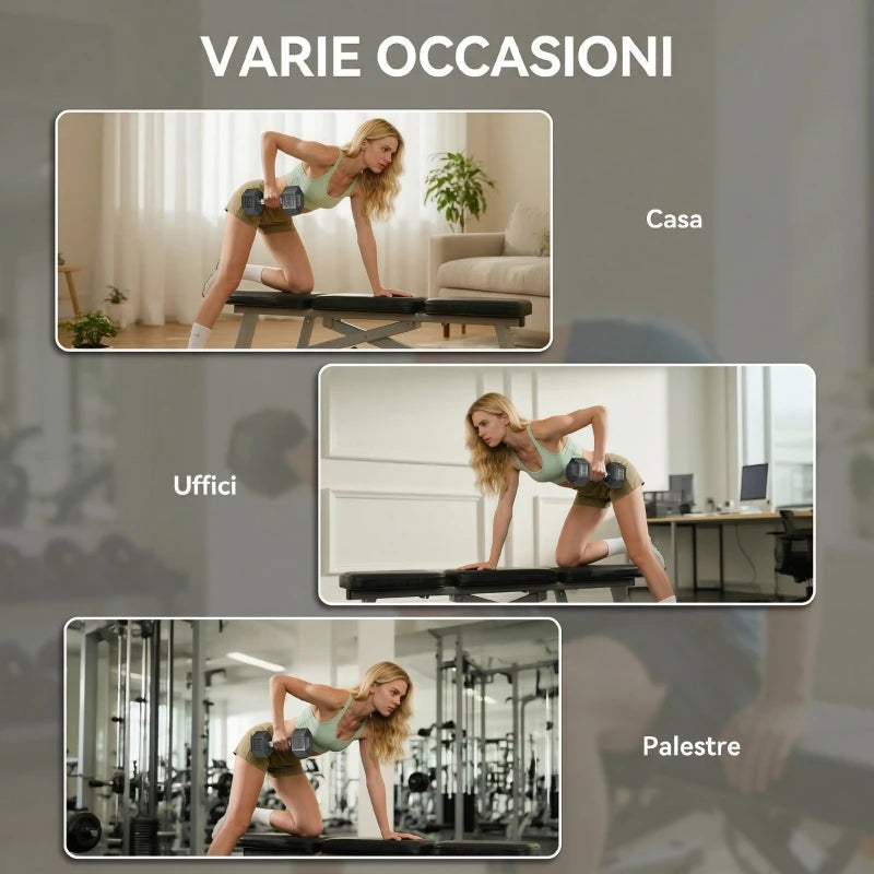 HOMCOM Set di Manubri Palestra da 2x12.5 kg Esagonale, Pesi per Palestra con Impugnatura Zigrinata Antiscivolo, Nero