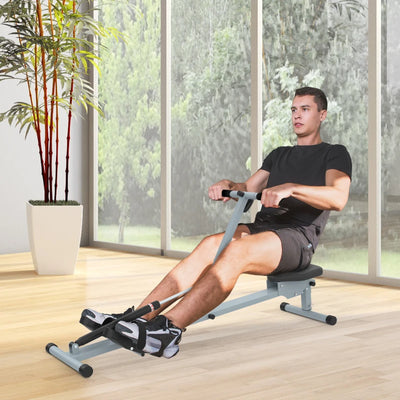 HOMCOM Vogatore Professionale a Tiraggio Centrale per Allenamento da Casa Salvaspazio con Display 130 x 47.5 x 67cm