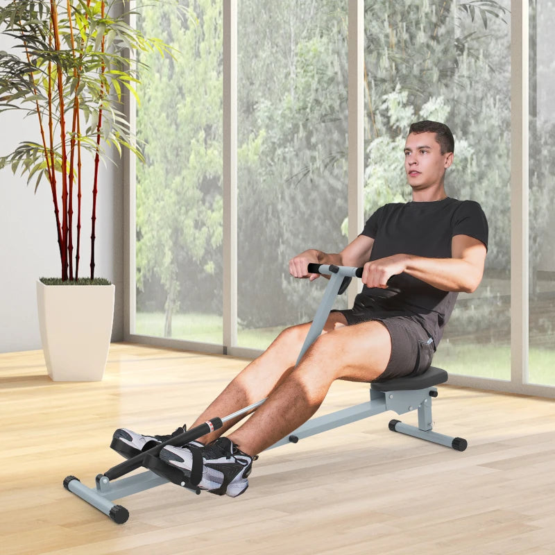 HOMCOM Vogatore Professionale a Tiraggio Centrale per Allenamento da Casa Salvaspazio con Display 130 x 47.5 x 67cm