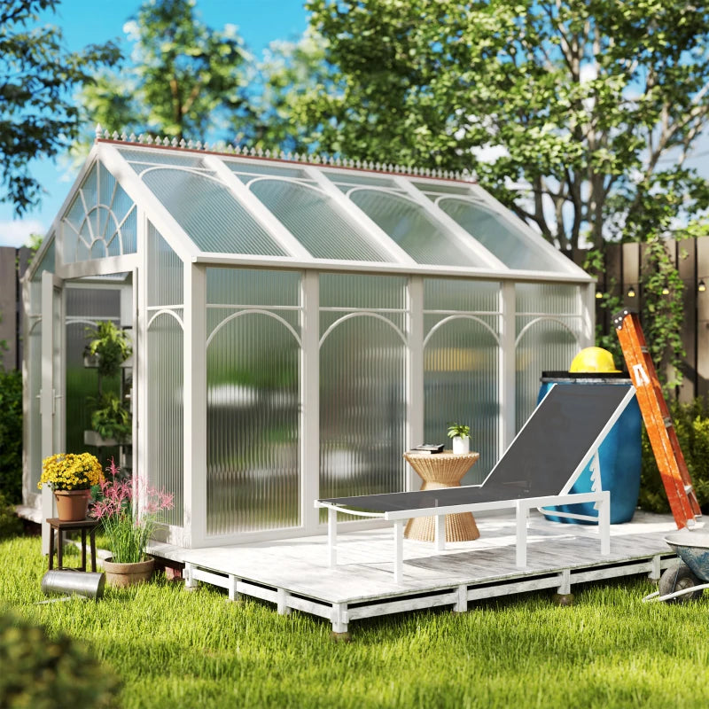 Outsunny Lettino Sdraio con Schienale Regolabile su 5 Livelli, in Acciaio e Textilene, 60x166x84 cm, Bianco e Grigio
