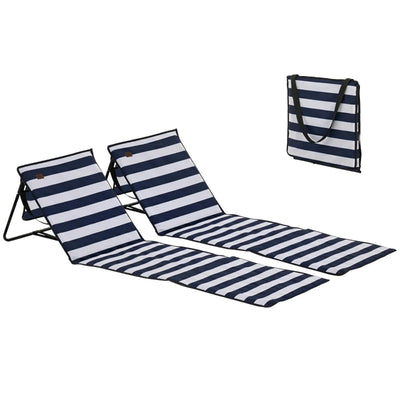 Outsunny Set 2 Sdraio da Spiaggia Pieghevoli e Regolabili con Tasca, in Acciaio e Poliestere, 142x51x40 cm, Multicolore