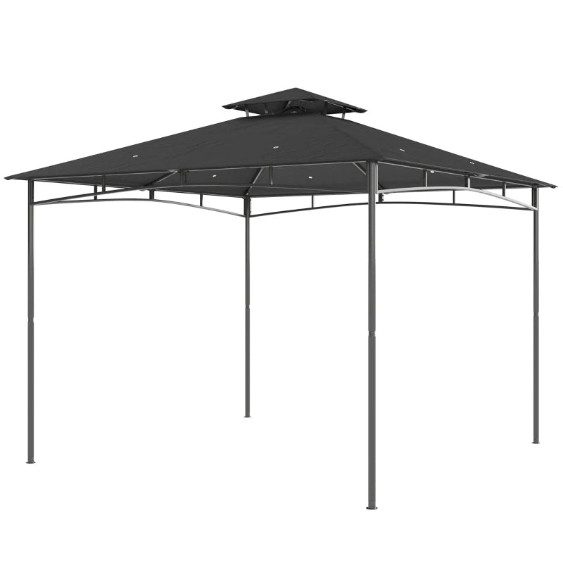 Outsunny Gazebo da Giardino Gazebo da Esterno Doppio Tetto 3x3 m Grigio Scuro